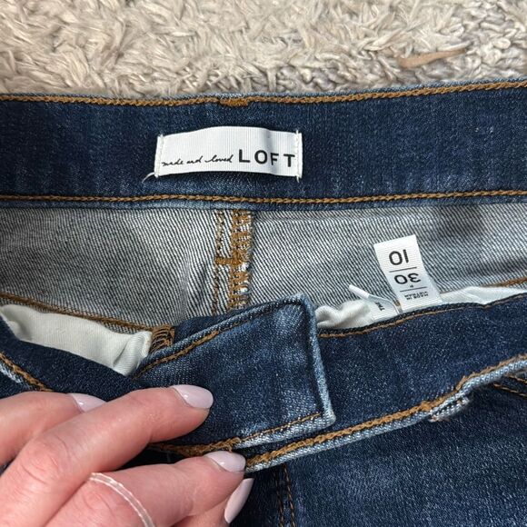Loft Ankle Slit Fresh Cut High Rise Skinny Jeans Dark Vintage Wash Size 30 NWT - Picture 5 of 7